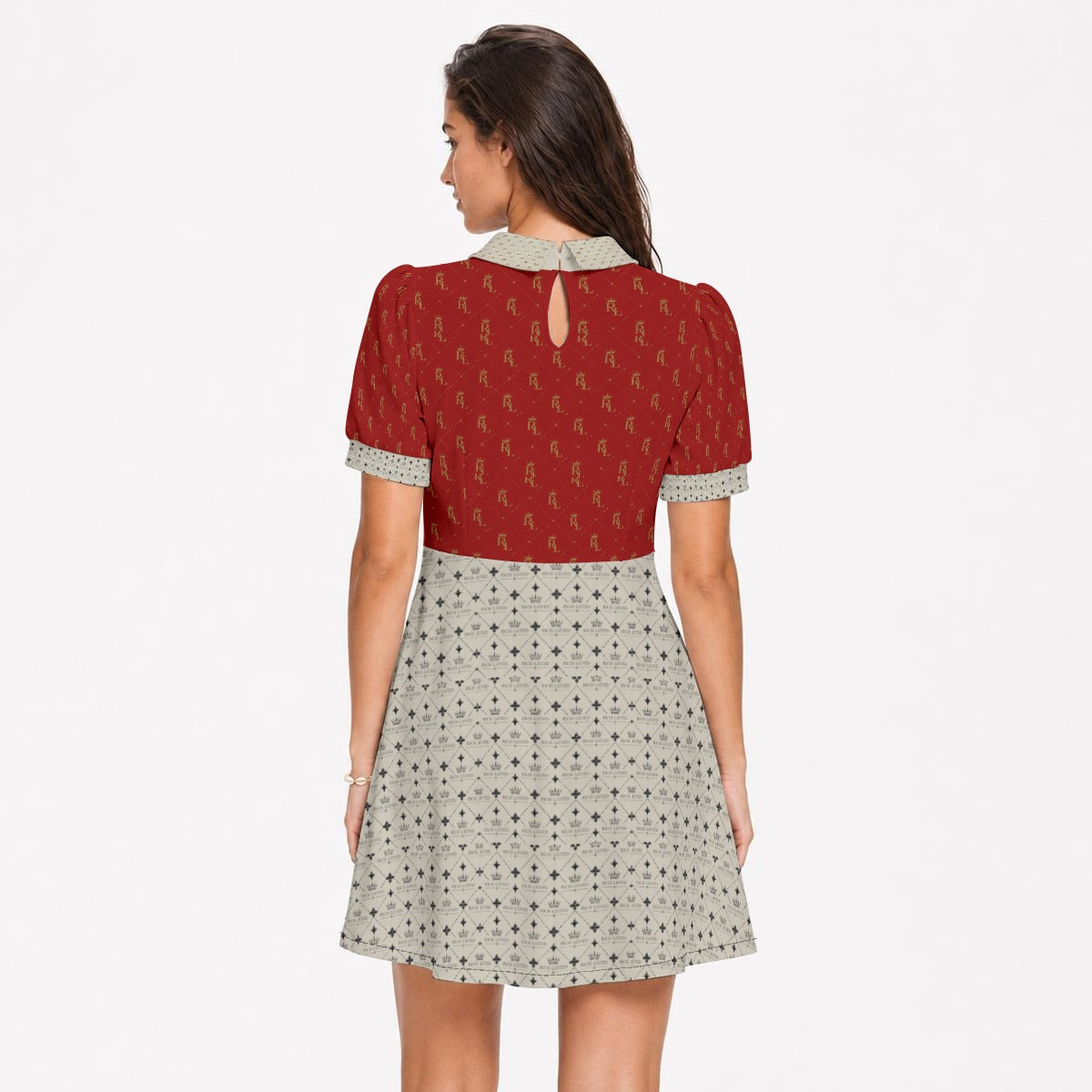 Richlisted All-Over Print Women's A-Line Dress With Peter Pan Neck