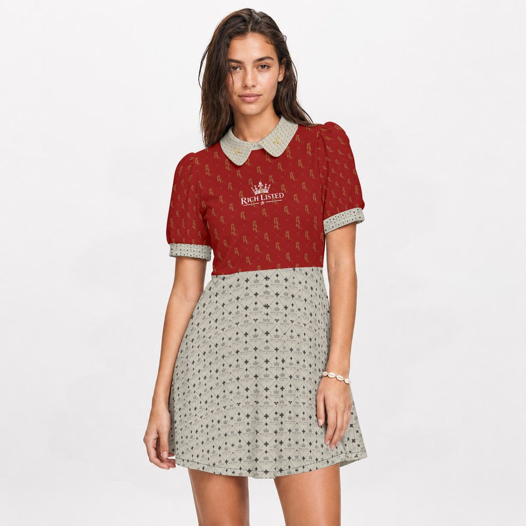 Richlisted All-Over Print Women's A-Line Dress With Peter Pan Neck