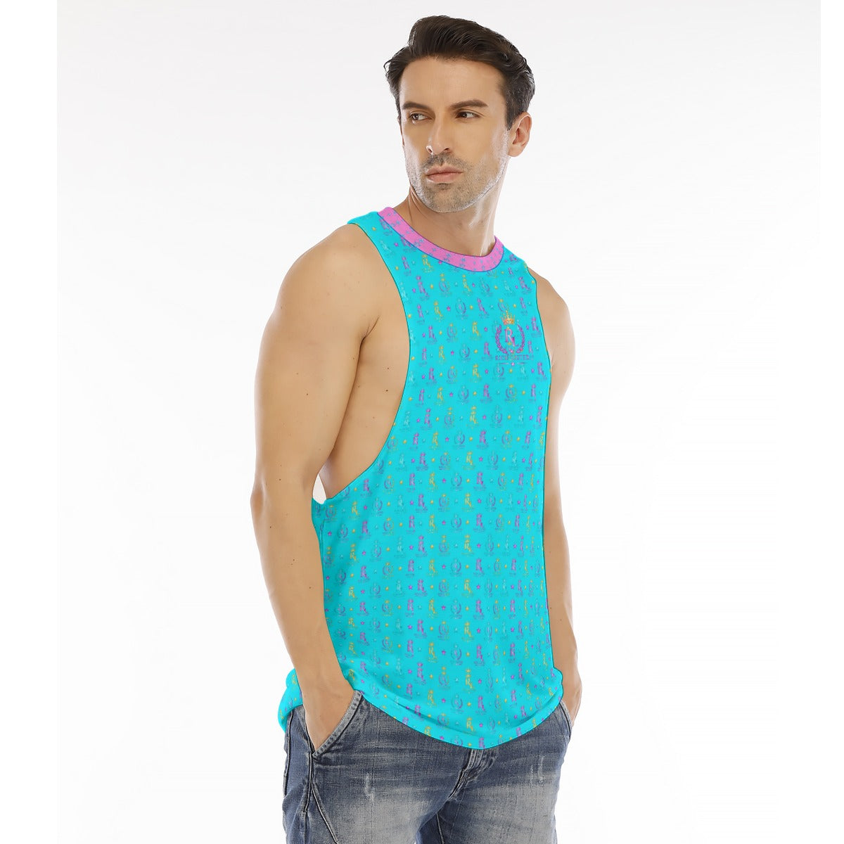 All-Over Print Men's O-neck Long Tank Top